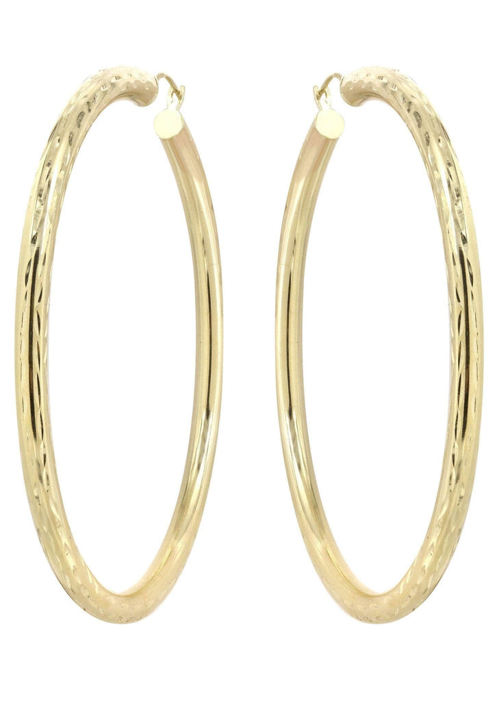 10K Gold Diamond Cut Hoop Earrings | Customizable Size Gold Hoop Earrings FrostNYC 