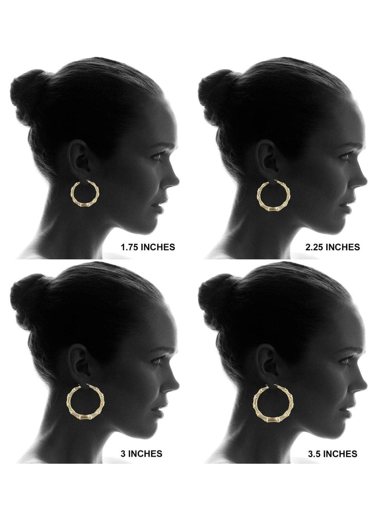 10K Gold Bamboo Hoop Earrings | Customizable Size Gold Hoop Earrings FROST NYC 