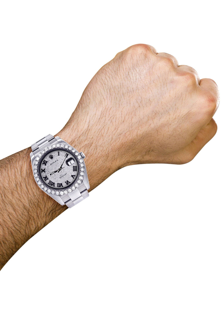 Rolex Datejust II Watch | 41 MM | Custom Diamond Pave Roman Dial | Oyster Band CUSTOM ROLEX FrostNYC 