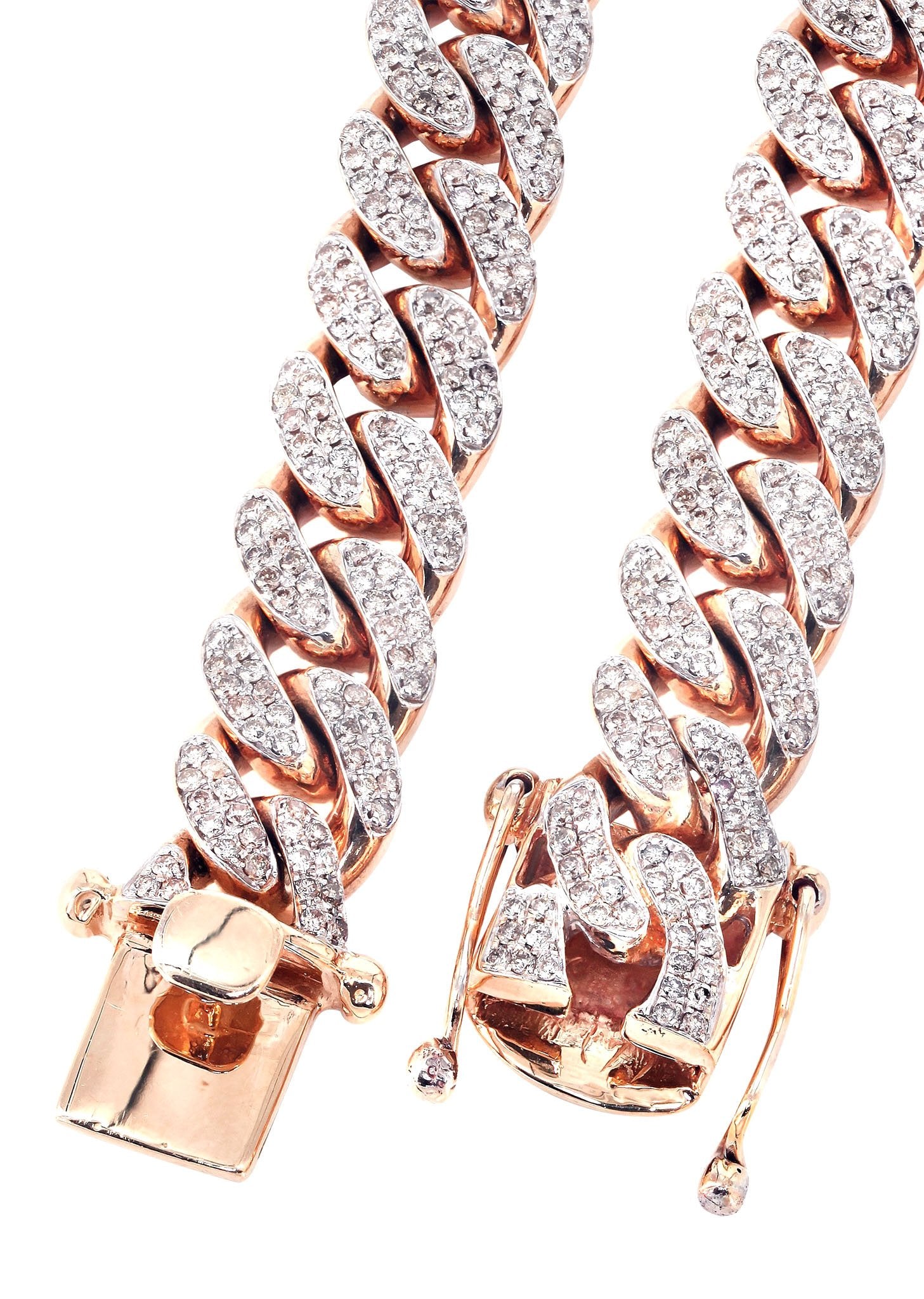 Rose Gold Iced Out Women Diamond Miami Cuban Link Chain Customizable (