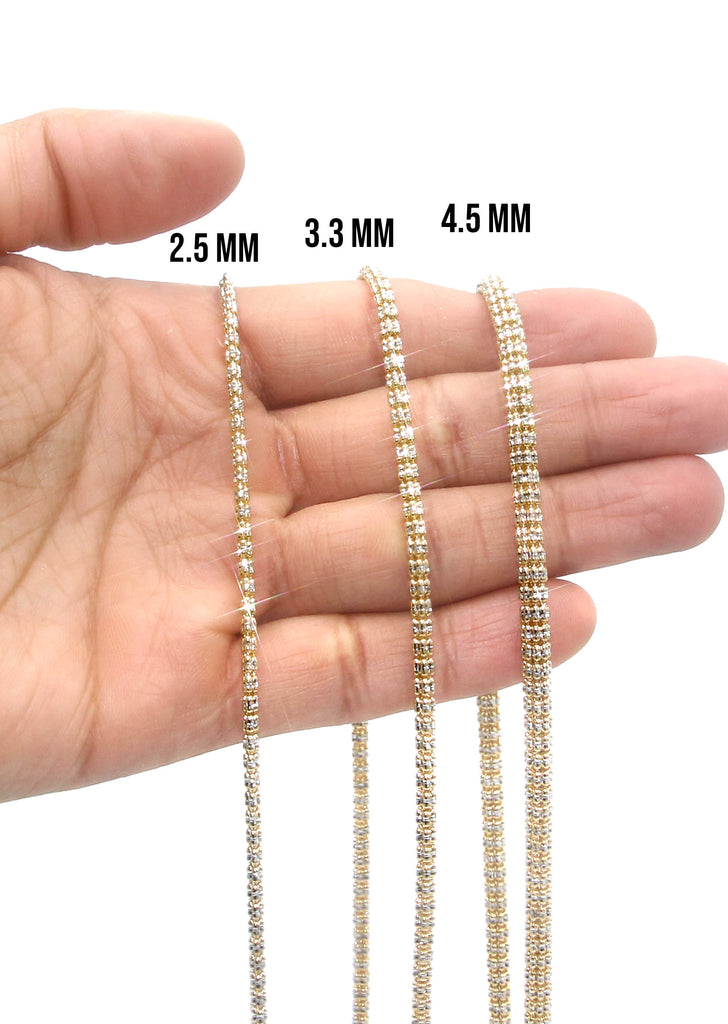 Yellow Gold Chain - Mens Ice Chain 10K/14K Yellow Gold