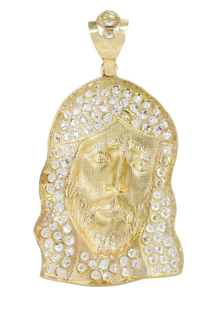 Big Jesus Piece & Cz 10K Yellow Gold Pendant. | 15.3 Grams MEN'S PENDANTS FROST NYC 