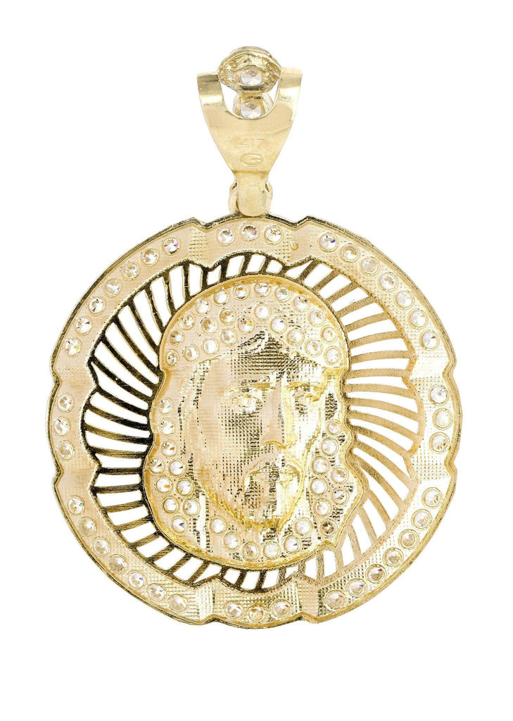 Big Jesus Piece & Cz 10K Yellow Gold Pendant. | 6.9 Grams MEN'S PENDANTS FROST NYC 