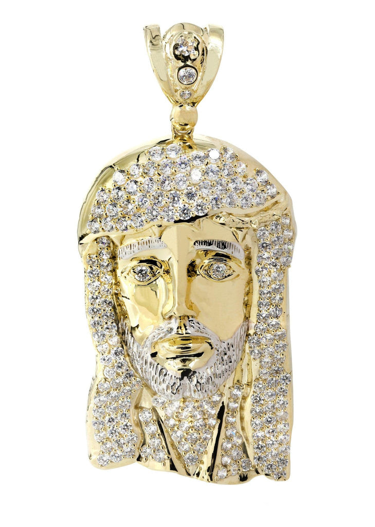 Big Jesus Piece & Cz 10K Yellow Gold Pendant. | 42.1 Grams MEN'S PENDANTS FROST NYC 