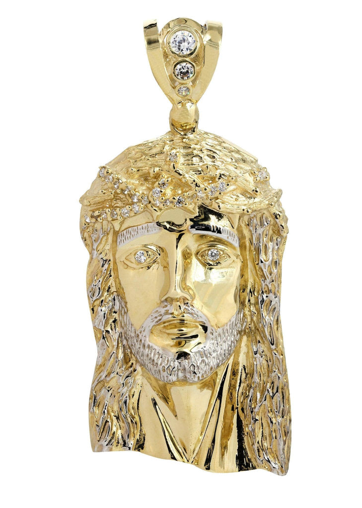 Big Jesus Piece & Cz 10K Yellow Gold Pendant. | 53.9 Grams MEN'S PENDANTS FROST NYC 