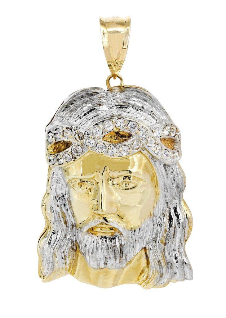 Big Jesus Piece & Cz 10K Yellow Gold Pendant. | 59.2 Grams MEN'S PENDANTS FROST NYC 