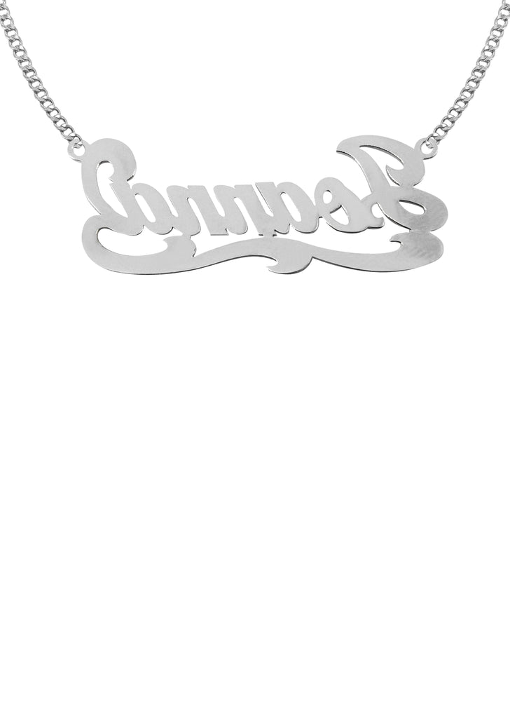 14K Ladies White Gold Diamond Cut Name Plate Necklace | Appx. 7.2 Grams Name Plate Manufacturer 16 