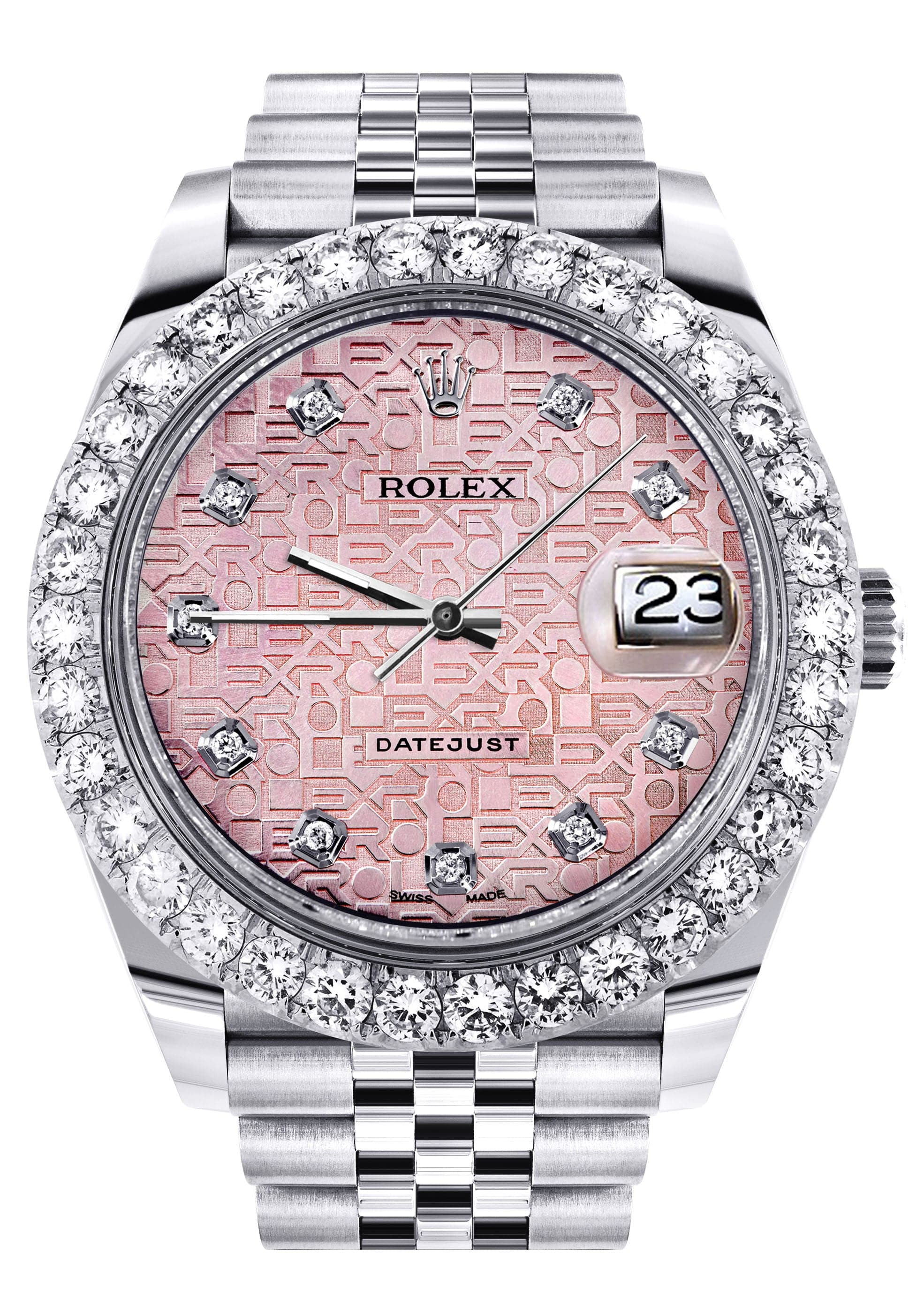 Pink Strap Silver Face Textured Watch 12 Pink-Dial and Salmon-Dial Watches from Affordable to  main image 2