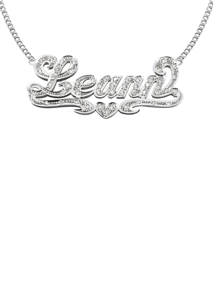 14K Ladies White Gold with Diamonds Name Plate Necklace | Appx. 11.3 Grams Name Plate Manufacturer 16 