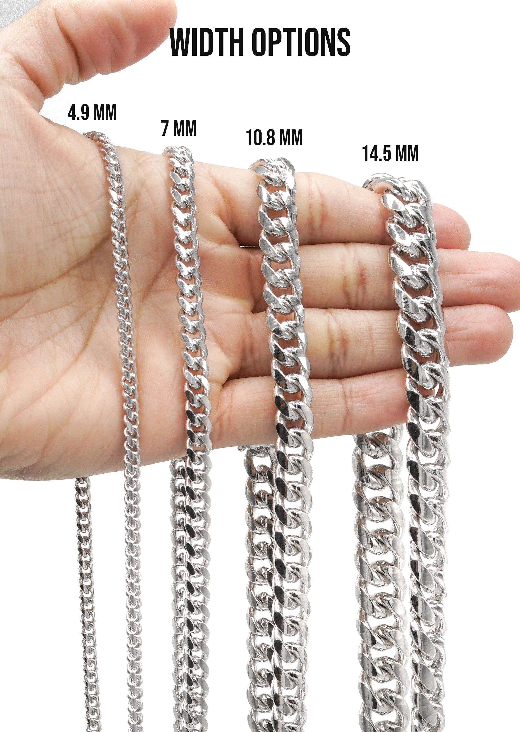 Silver Chain - Mens White Chain / Miami Cuban Link