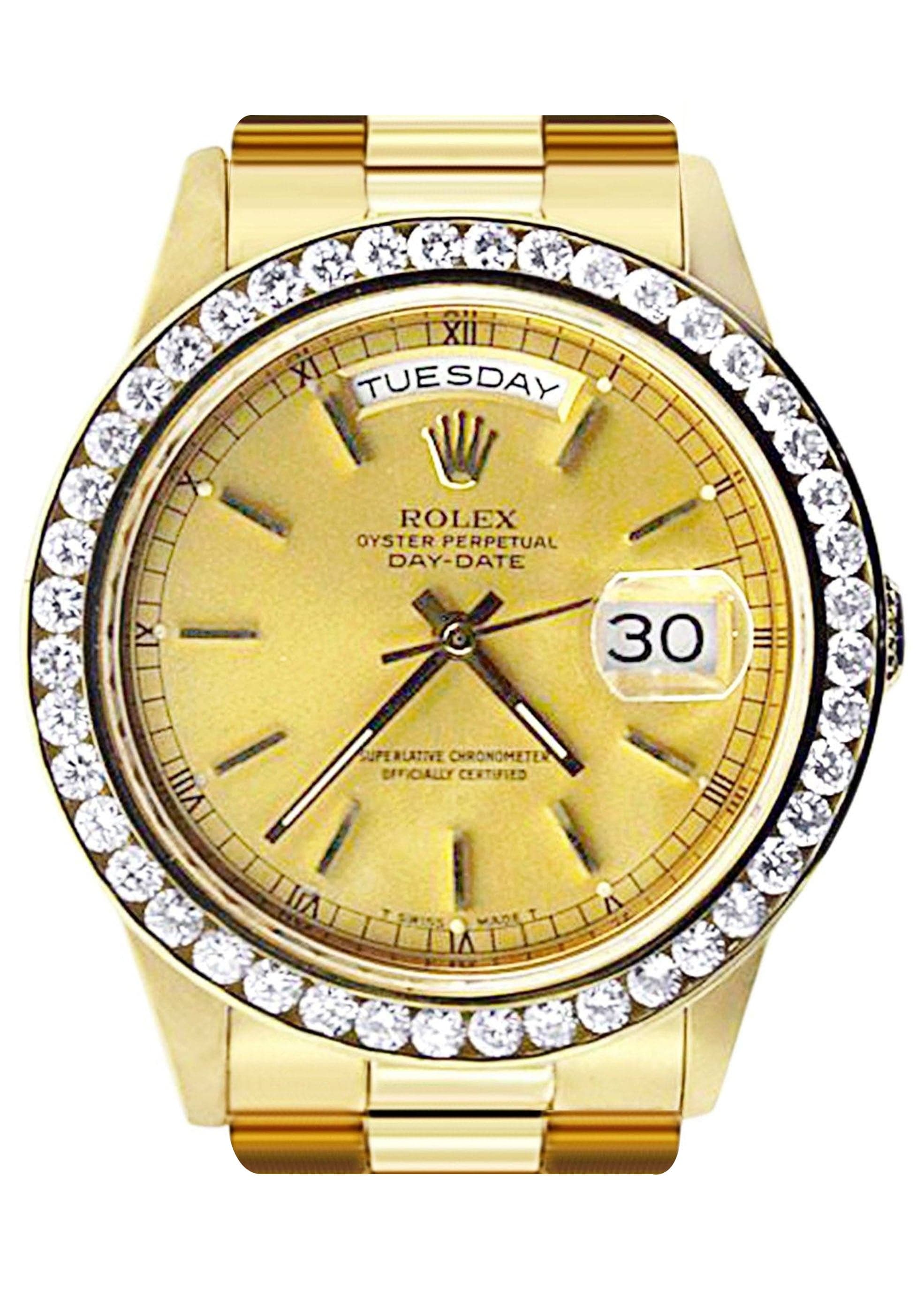Berlian Rolex Day-Date Emas Kuning 18K
