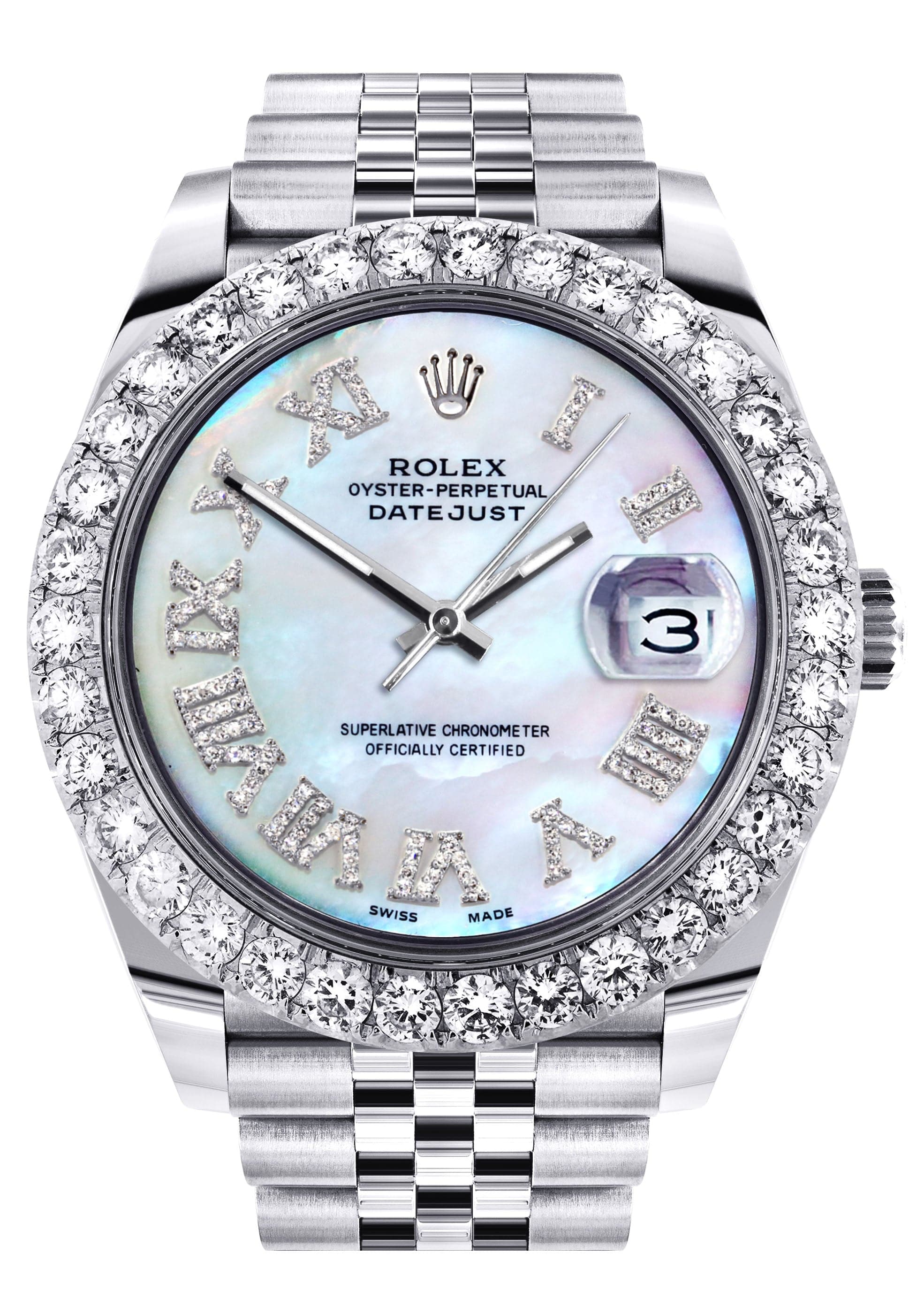 Rolex Datejust II Watch 41 MM Custom Mother of Pearl Roman Diamond