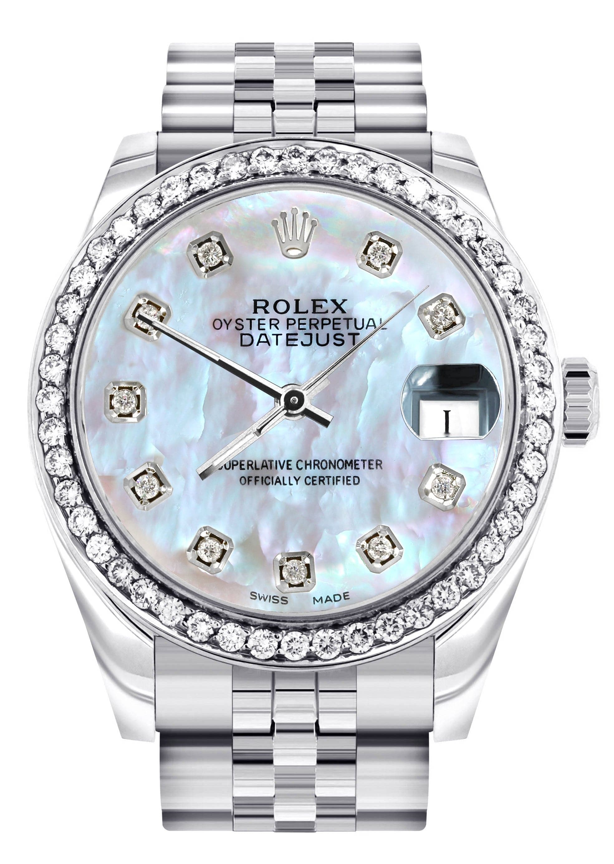 NEW AK Diamond mother of pearl face watch. Ladies 10ATM Black Mother of Pearl Face Sapphire Crystal Wat  main image 3