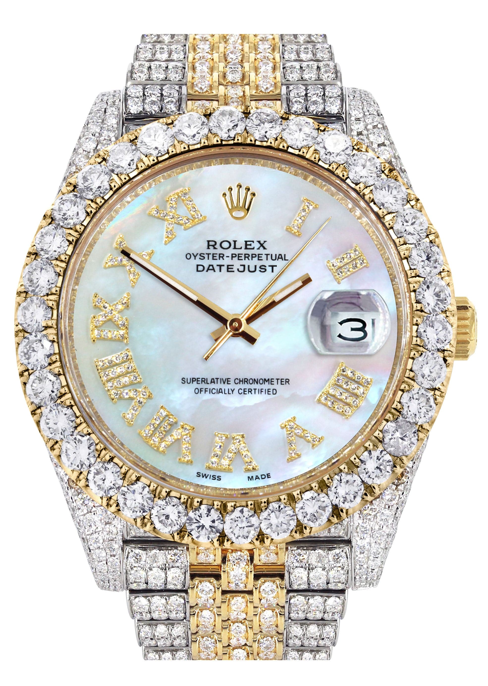 Diamond Iced Out Rolex Datejust 41 25 Carats Of Diamonds Mother of