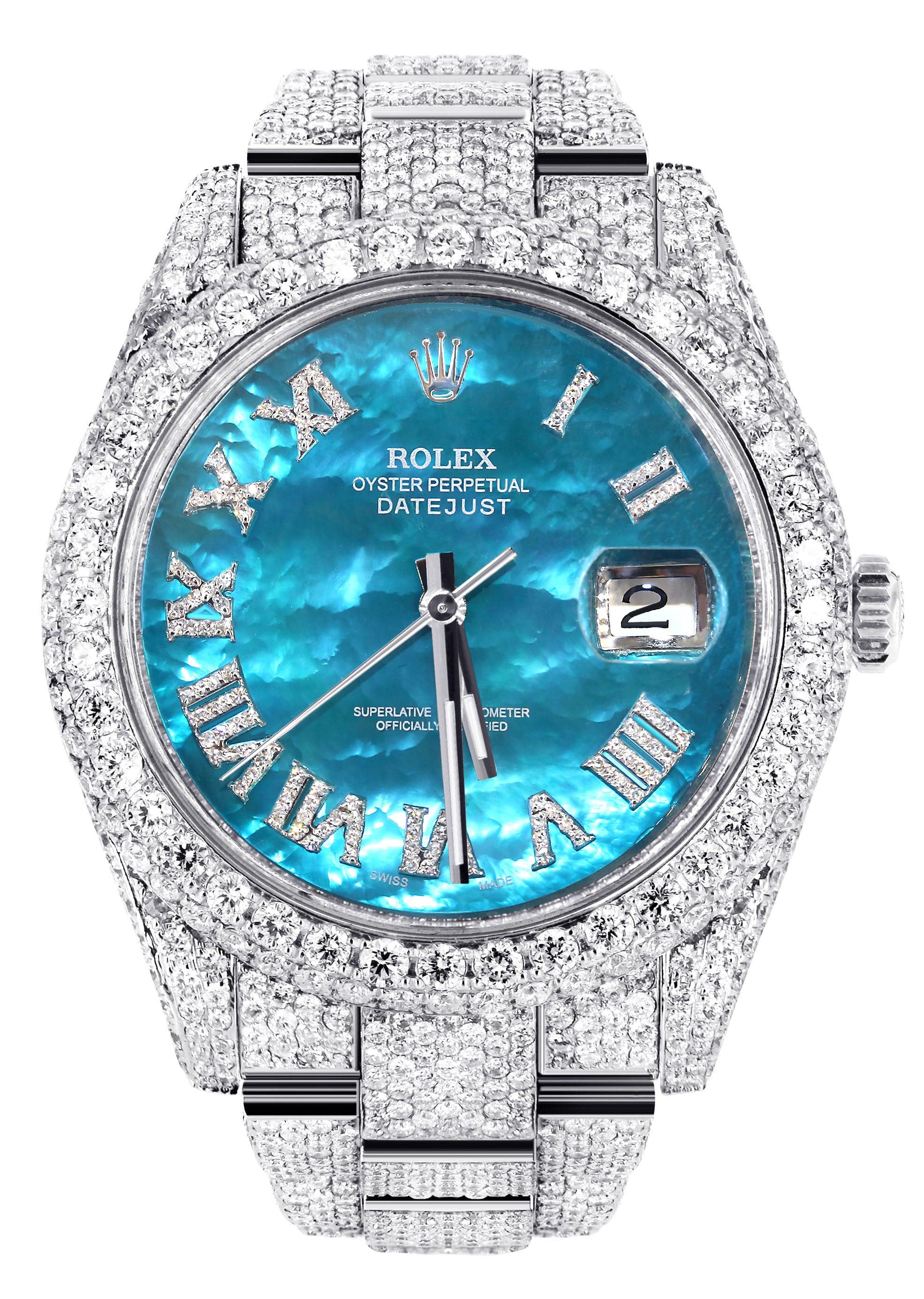 Berlian Es Rolex Datejust 41 25 Karat Berlian Aquamarin