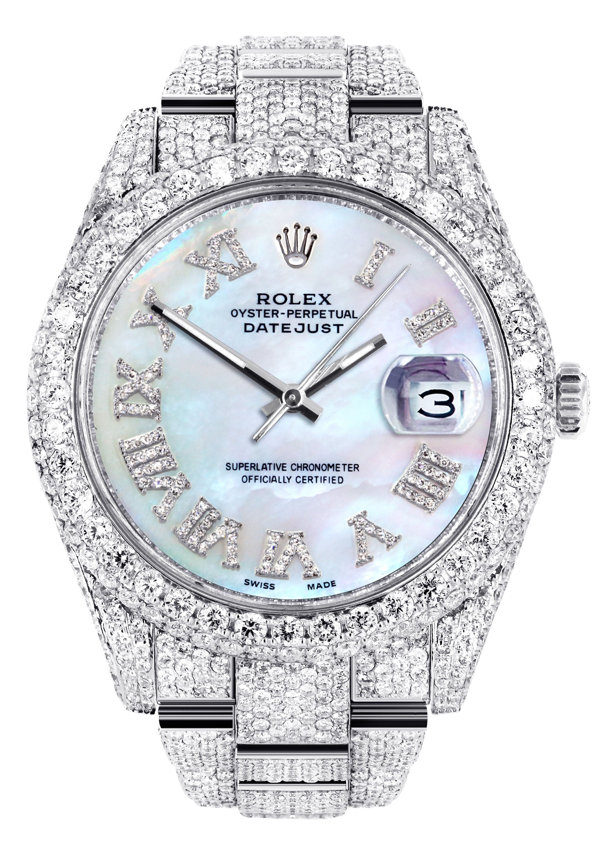 Rolex Ladies Datejust Date Oyster Steel Diamond Dial 14K White Gold Bezel Watch Rolex Oyster Perpetual Date 1500 34MM Silver Diamond Dial  main image 4