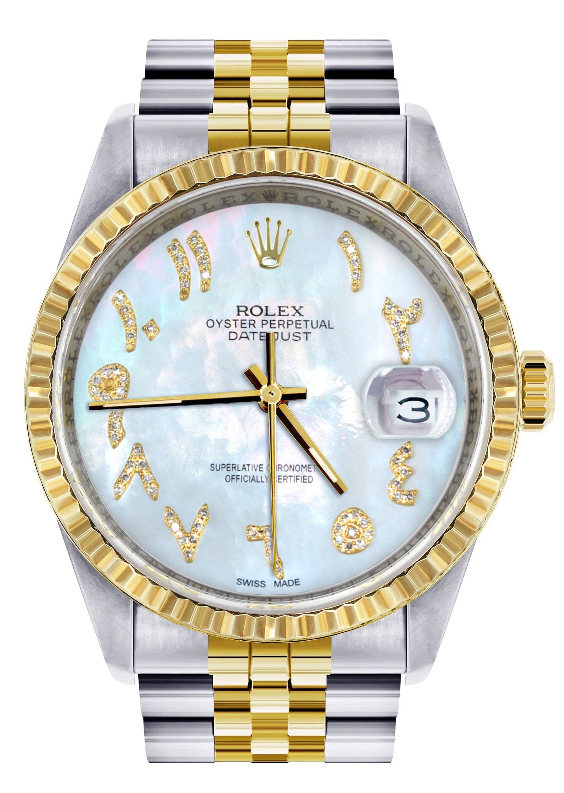 Mens Rolex Datejust Watch 16233 Two Tone | 36Mm | Mother of Pearl Arab