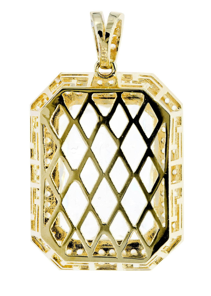 Medium Rock Crystal & Cz 10K Yellow Gold Pendant. | 13.1 Grams MEN'S PENDANTS FROST NYC 