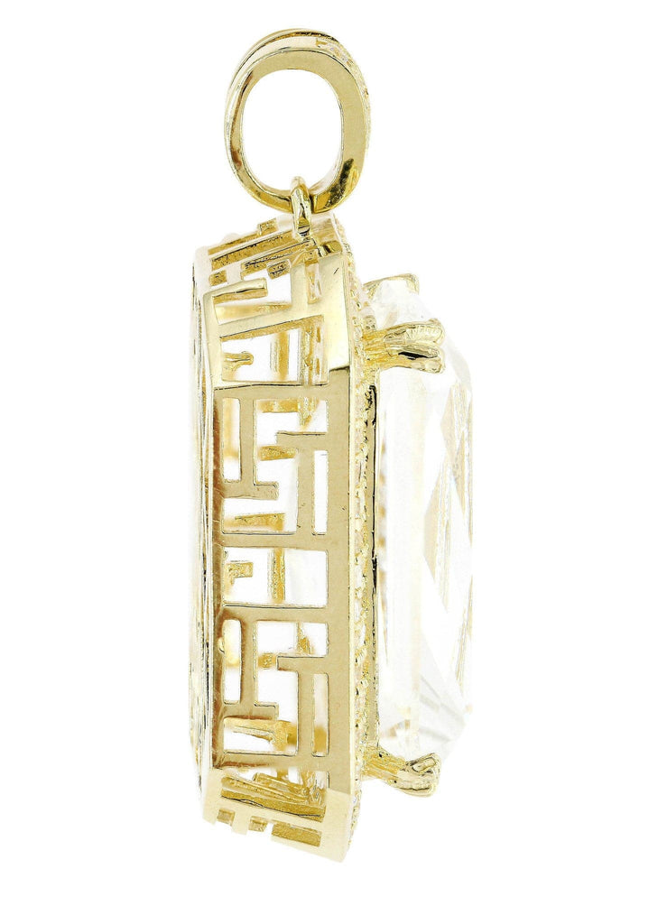 Medium Rock Crystal & Cz 10K Yellow Gold Pendant. | 13.1 Grams MEN'S PENDANTS FROST NYC 