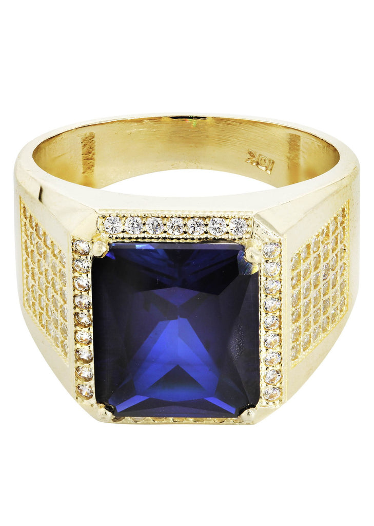 Sapphire & Cz 10K Yellow Gold Mens Ring. | 9.3 Grams MEN'S RINGS FROST NYC 