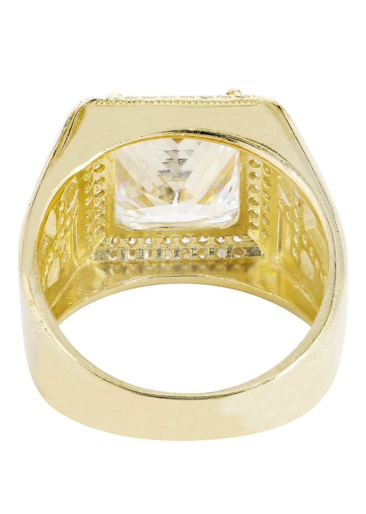 Rock Crystal & Cz 10K Yellow Gold Mens Ring. | 11.8 Grams MEN'S RINGS FROST NYC 