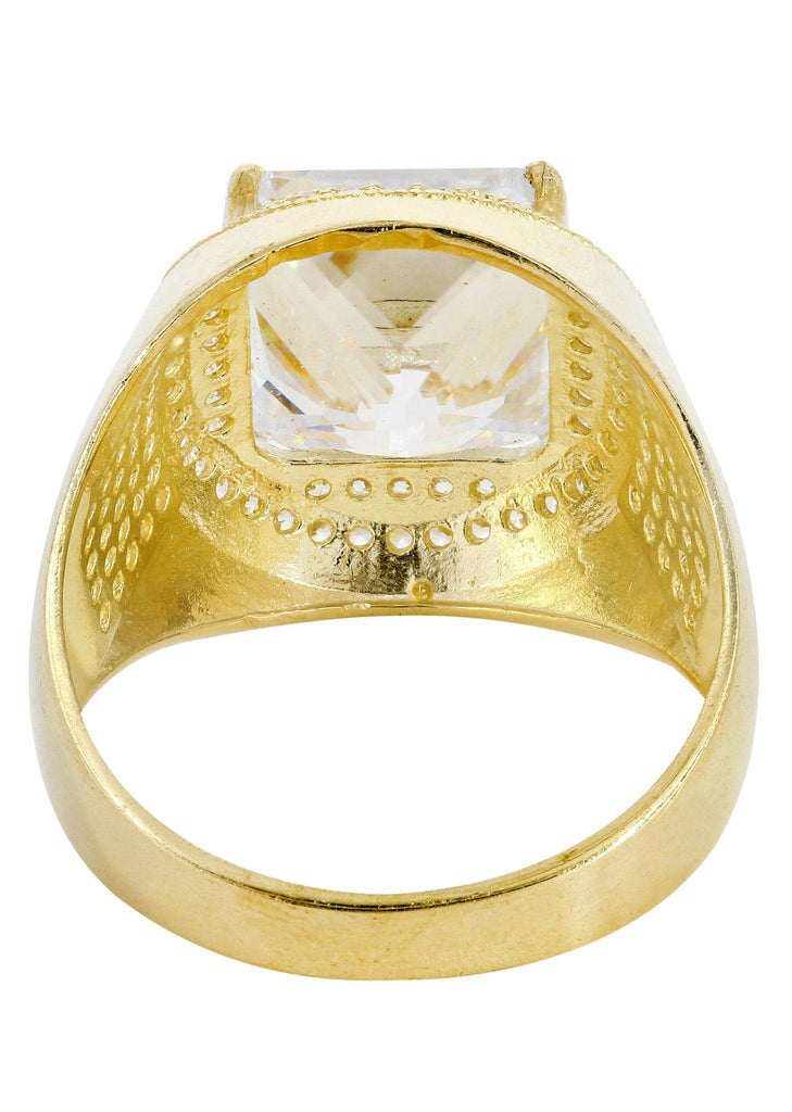 Rock Crystal & Cz 10K Yellow Gold Mens Ring. | 9.4 Grams MEN'S RINGS FROST NYC 
