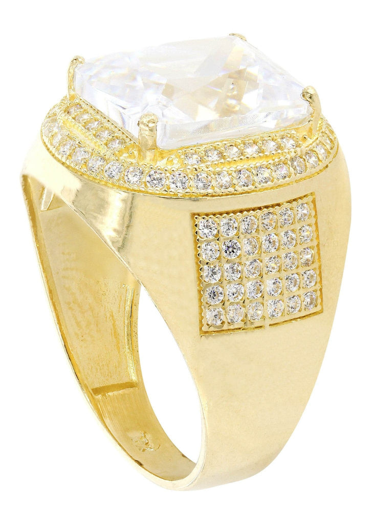 Rock Crystal & Cz 10K Yellow Gold Mens Ring. | 9.4 Grams MEN'S RINGS FROST NYC 
