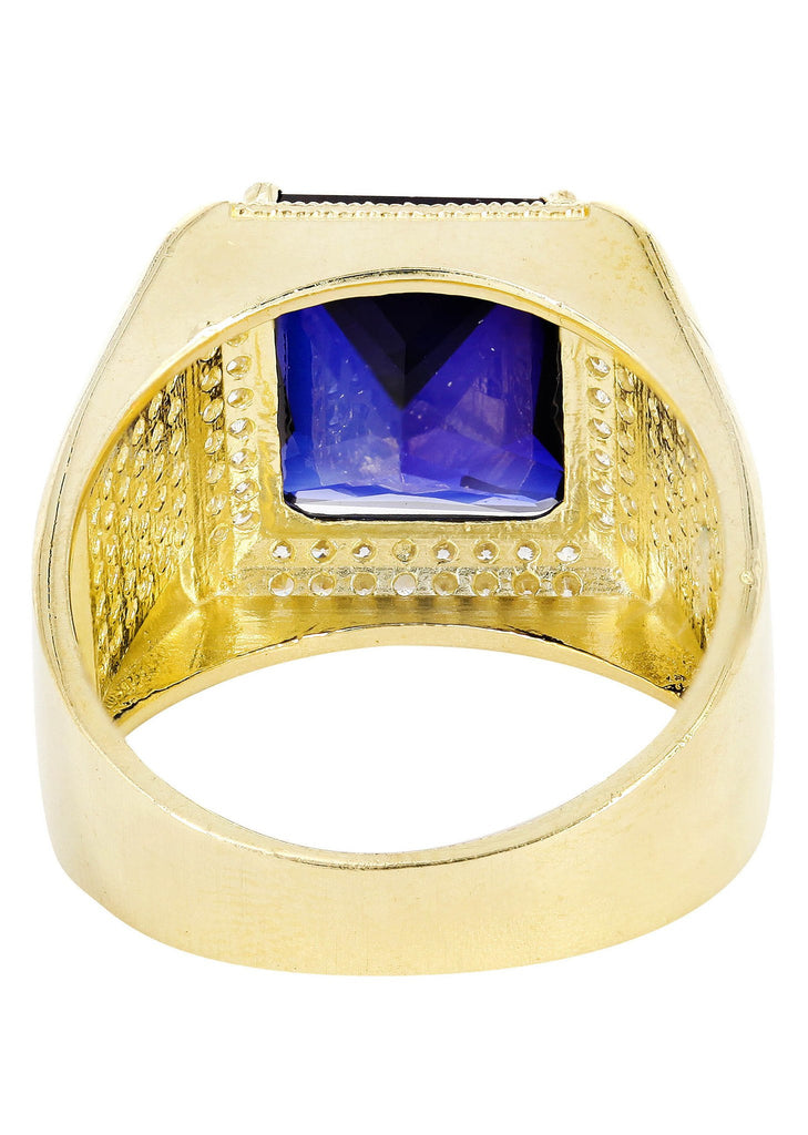 Sapphire & Cz 10K Yellow Gold Mens Ring. | 9.6 Grams MEN'S RINGS FROST NYC 