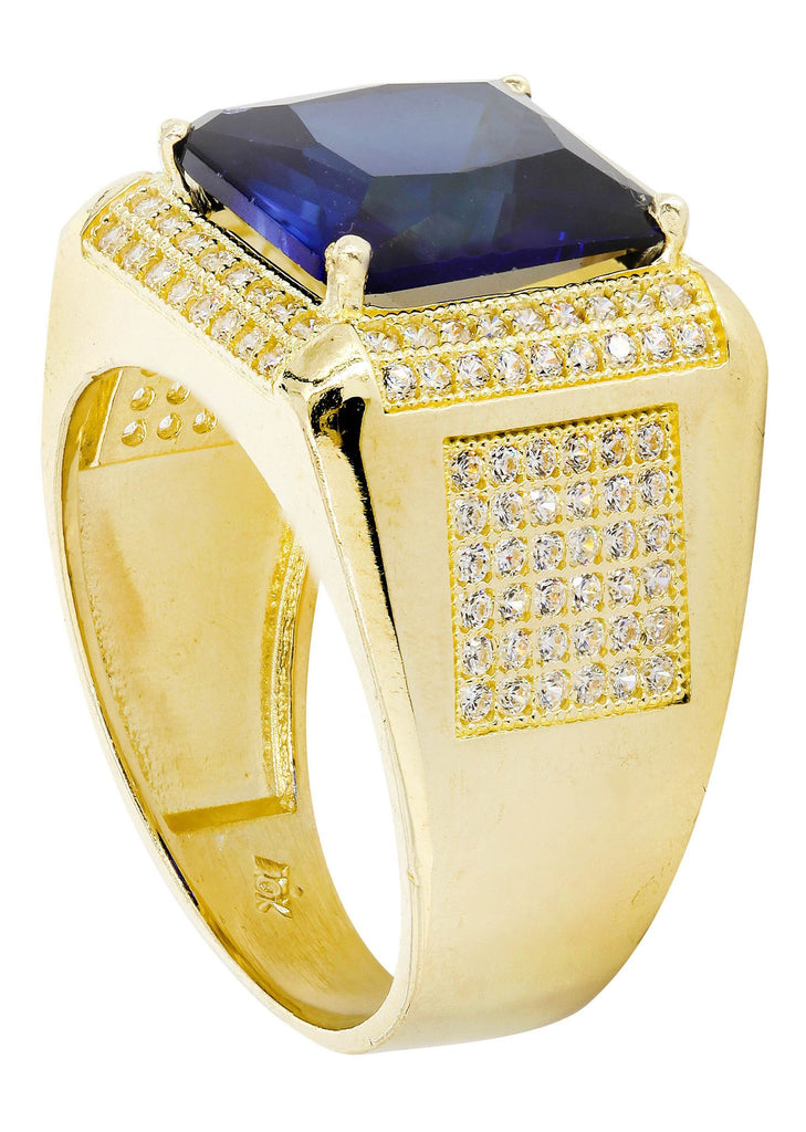 Sapphire & Cz 10K Yellow Gold Mens Ring. | 9.6 Grams MEN'S RINGS FROST NYC 