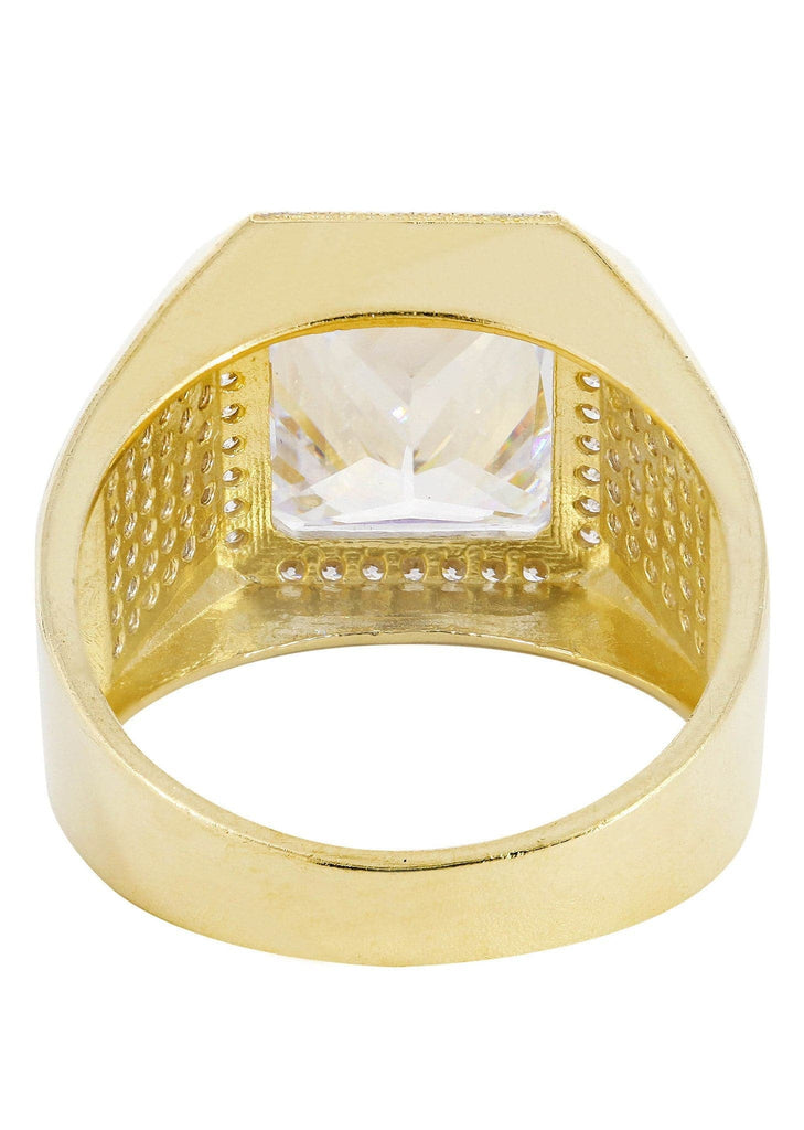 Rock Crystal & Cz 10K Yellow Gold Mens Ring. | 10.43 Grams MEN'S RINGS FROST NYC 