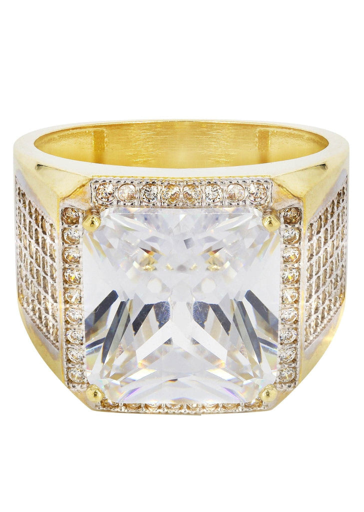 Rock Crystal & Cz 10K Yellow Gold Mens Ring. | 10.43 Grams MEN'S RINGS FROST NYC 