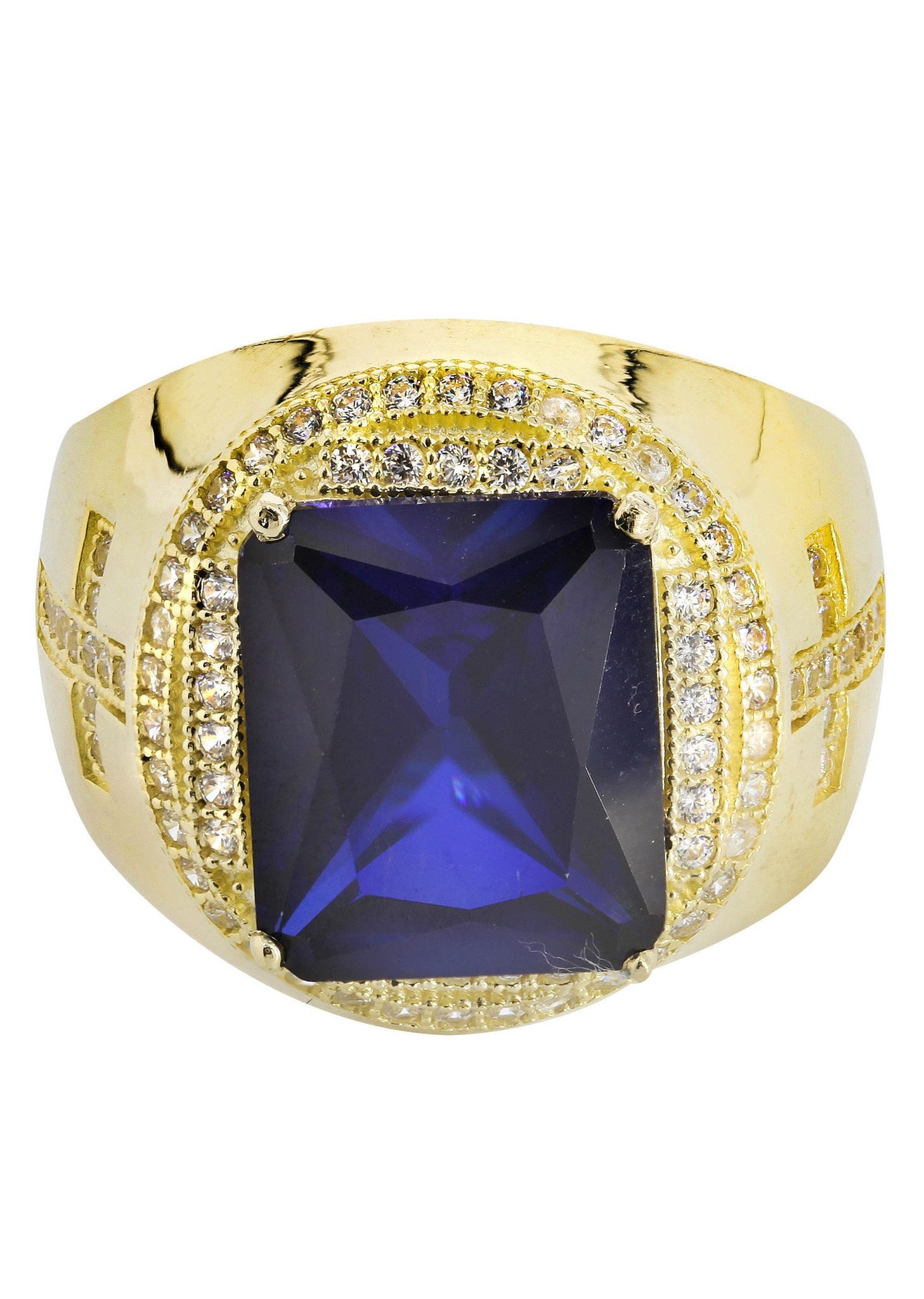 Sapphire 10K Gold Mens Ring Grams1