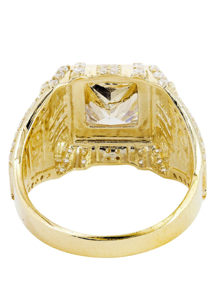 Rock Crystal & Cz 10K Yellow Gold Mens Ring. | 10.3 Grams MEN'S RINGS FROST NYC 