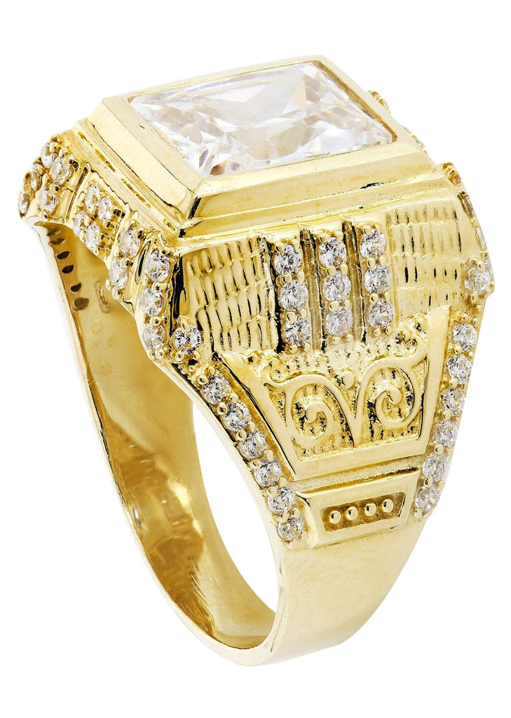 Rock Crystal & Cz 10K Yellow Gold Mens Ring. | 10.3 Grams MEN'S RINGS FROST NYC 
