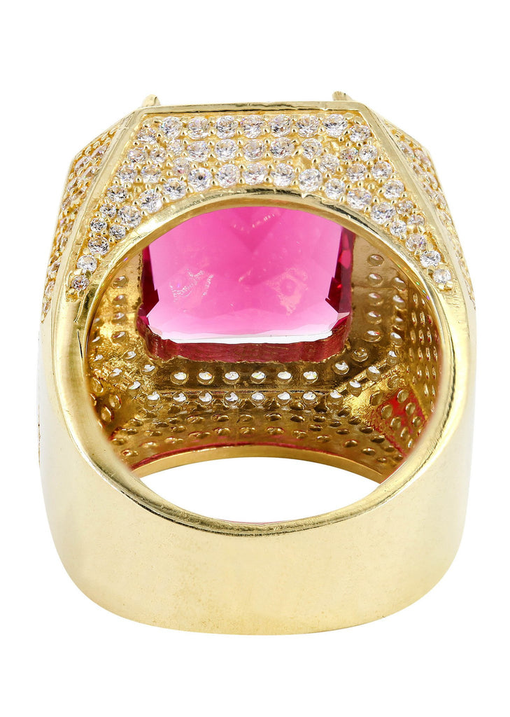 Ruby & Cz 10K Yellow Gold Mens Ring. | 22.1 Grams MEN'S RINGS FROST NYC 