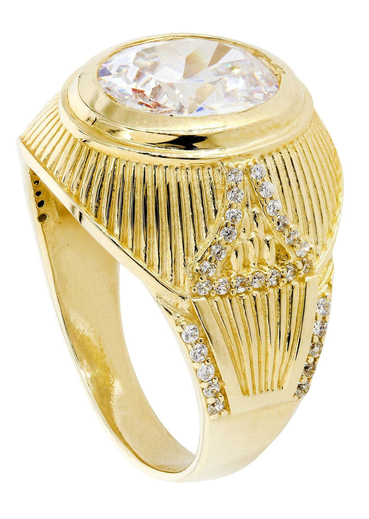 Rock Crystal & Cz 10K Yellow Gold Mens Ring. | 9.5 Grams MEN'S RINGS FROST NYC 