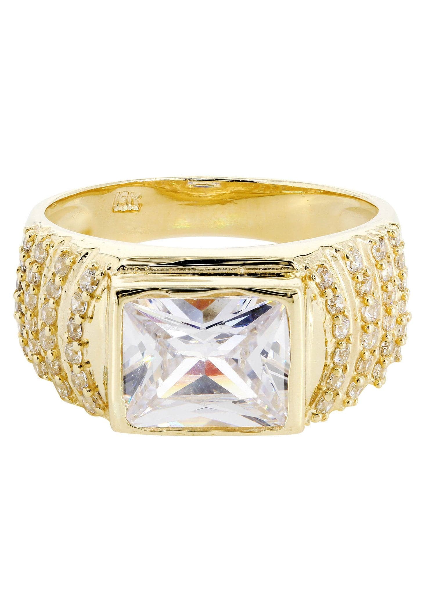 Rock Crystal 10K Gold Mens Ring