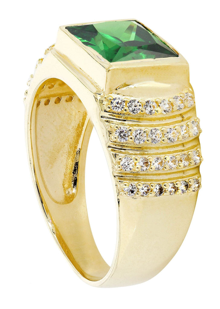 Emerald & Cz 10K Yellow Gold Mens Ring. | 8.1 Grams MEN'S RINGS FROST NYC 