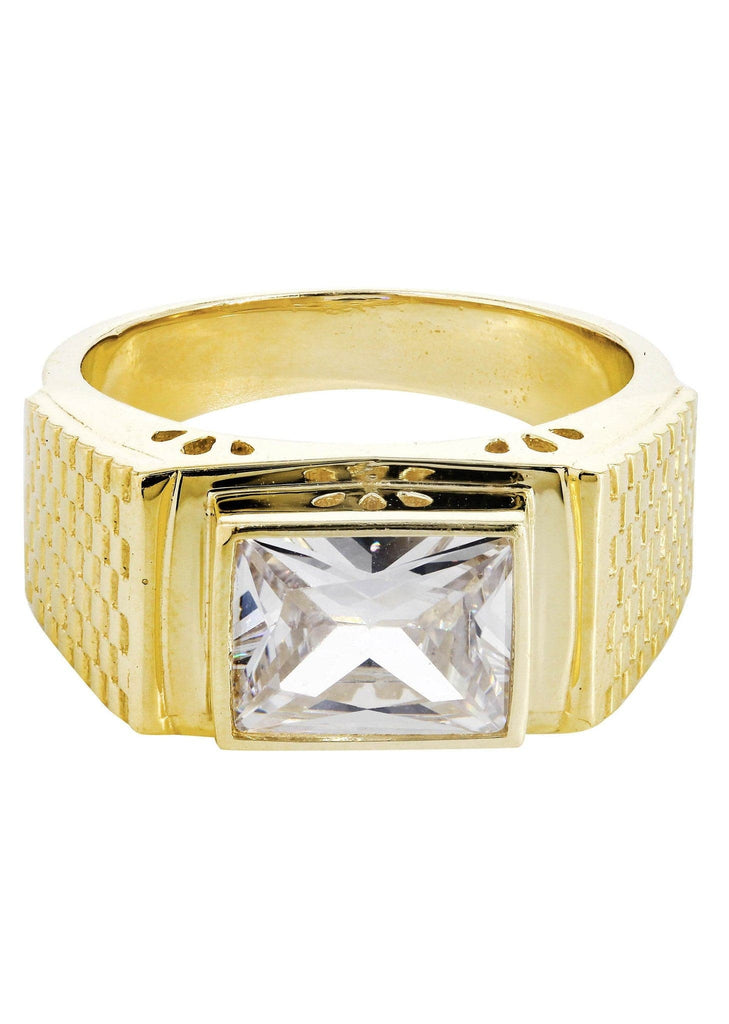 Rock Crystal & Cz 10K Yellow Gold Mens Ring. | 9.3 Grams MEN'S RINGS FROST NYC 
