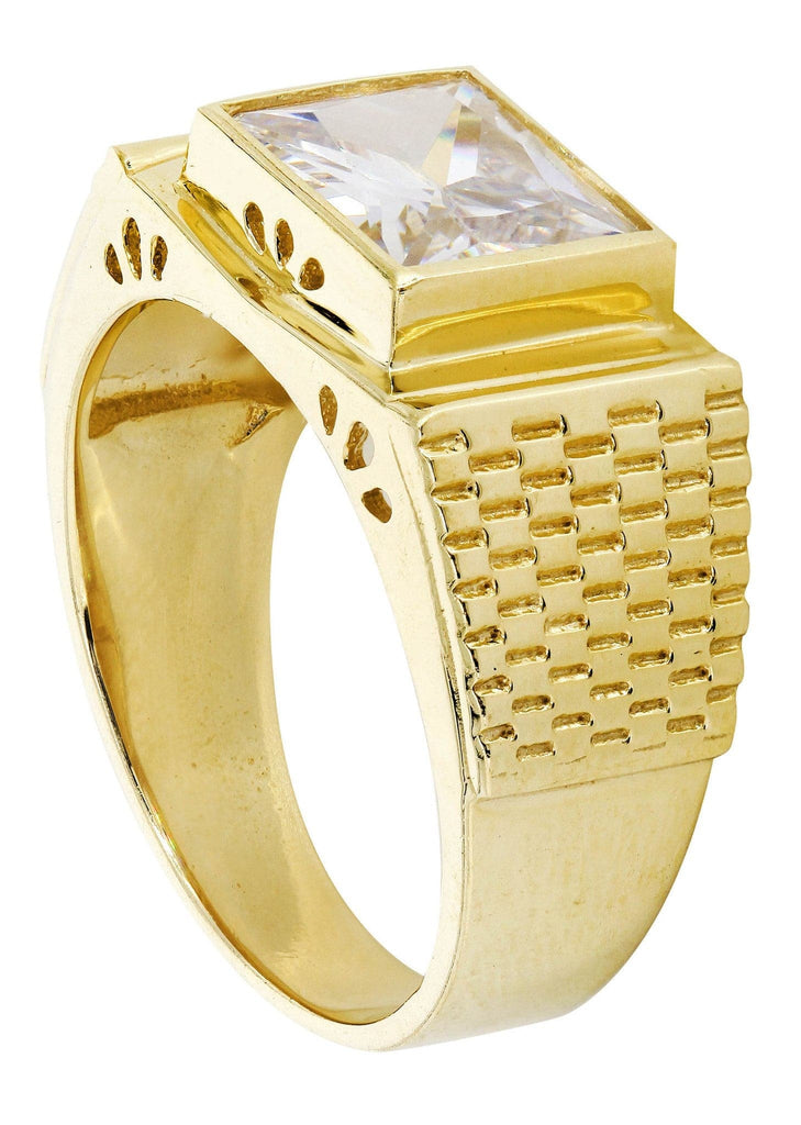 Rock Crystal & Cz 10K Yellow Gold Mens Ring. | 9.3 Grams MEN'S RINGS FROST NYC 