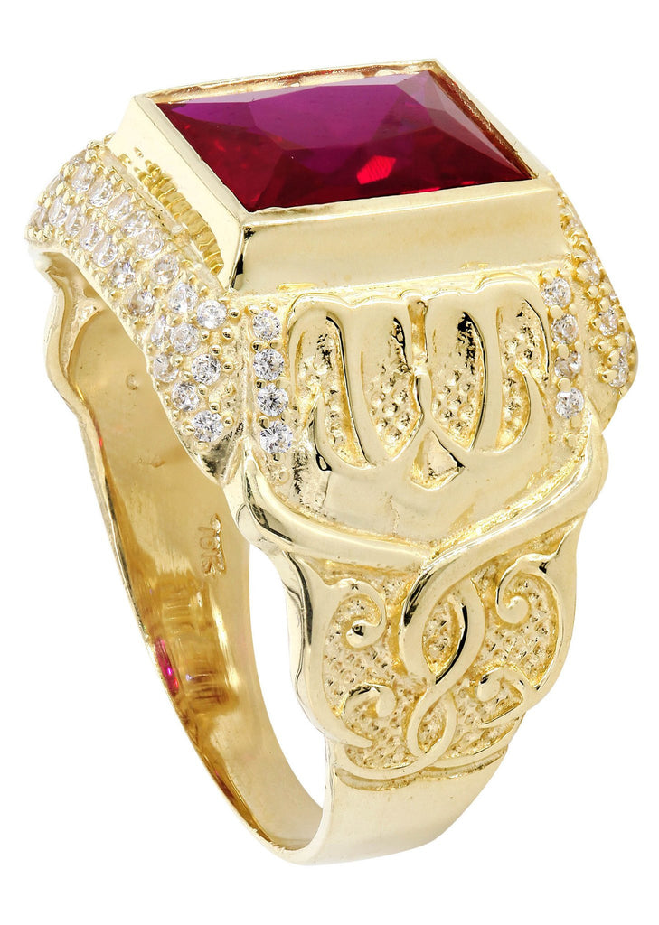 Ruby & Cz 10K Yellow Gold Mens Ring. | 7.1 Grams MEN'S RINGS FROST NYC 