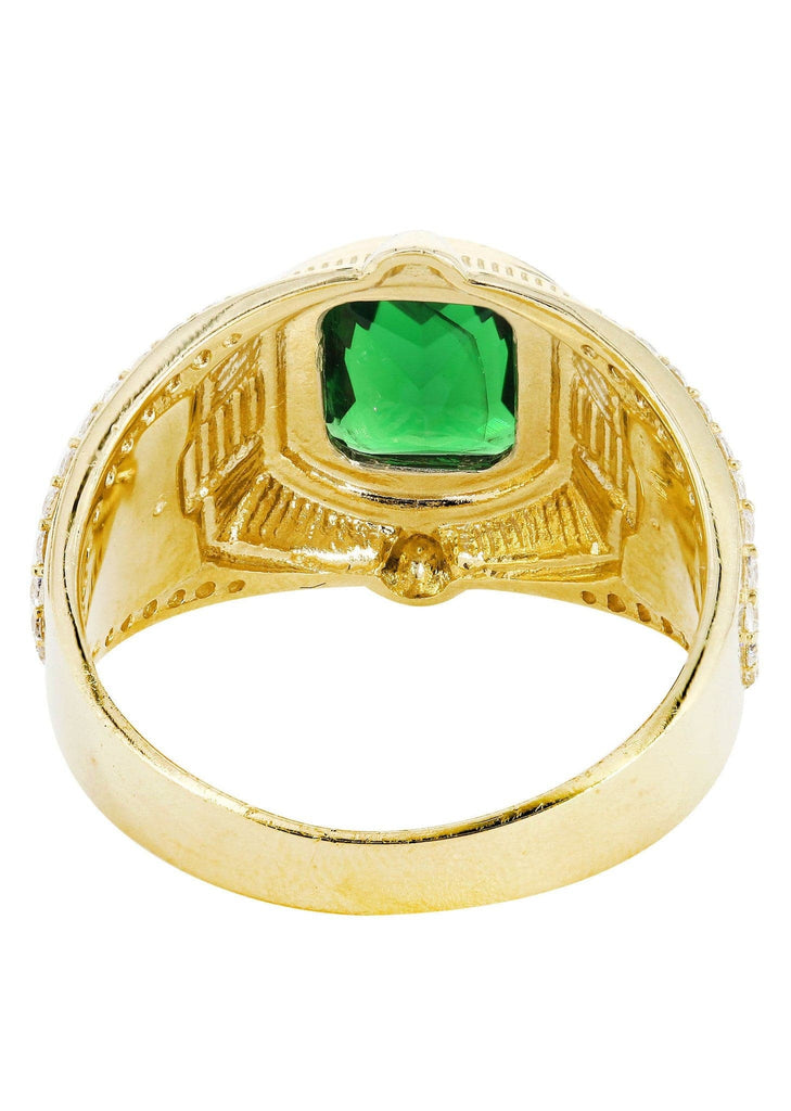 Emerald & Cz 10K Yellow Gold Mens Ring. | 7.2 Grams MEN'S RINGS FROST NYC 