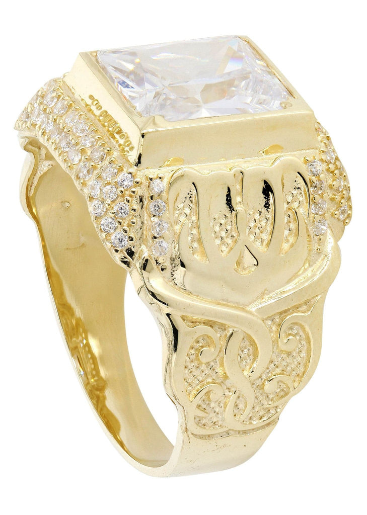 Rock Crystal & Cz 10K Yellow Gold Mens Ring. | 7.7 Grams MEN'S RINGS FROST NYC 