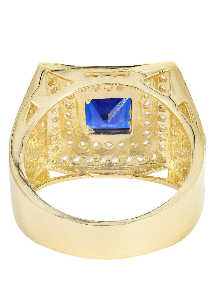 Sapphire & Cz 10K Yellow Gold Mens Ring. | 10.9 Grams MEN'S RINGS FROST NYC 