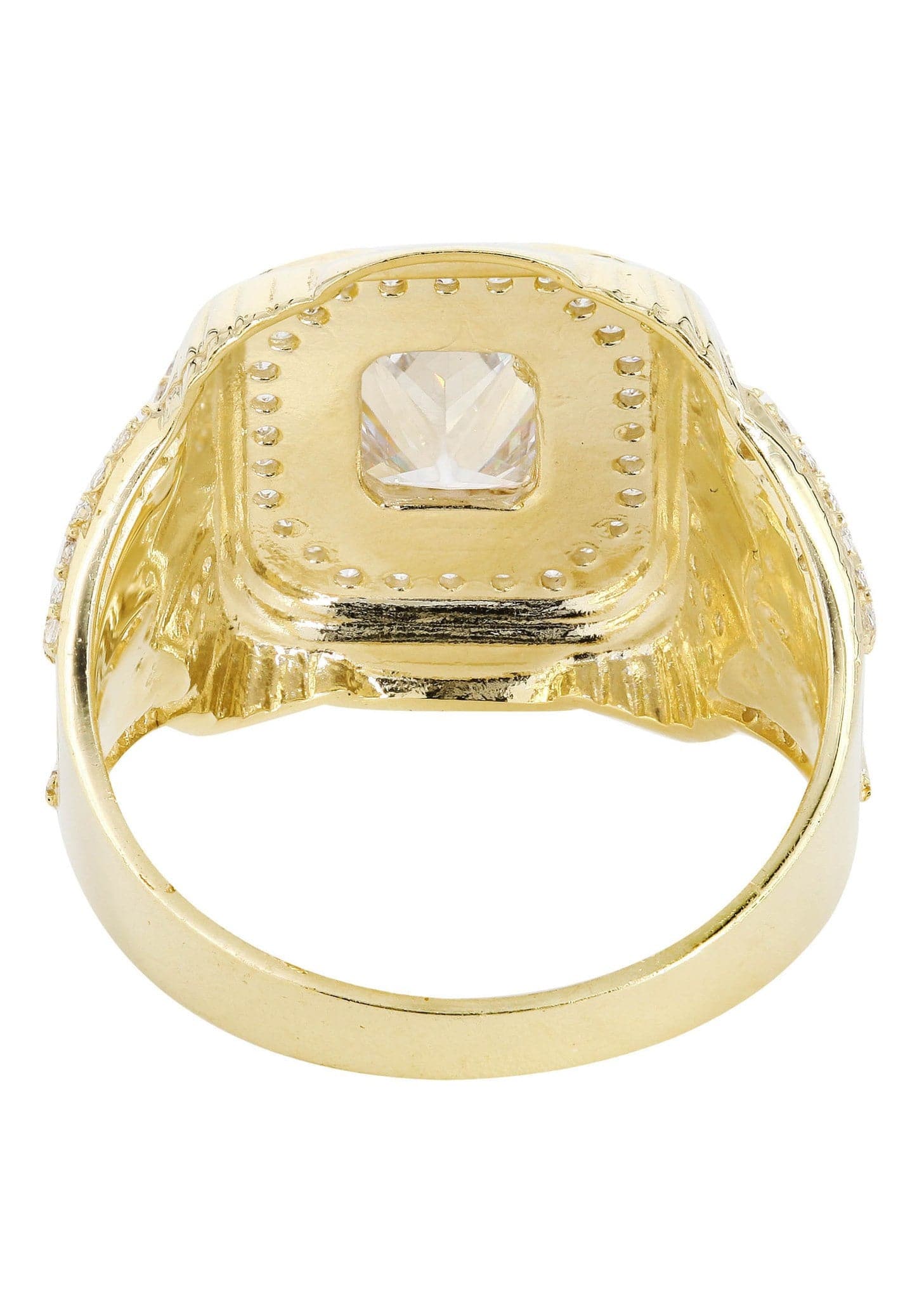 Rock Crystal 10K Gold Mens Ring | 7.9 Grams
