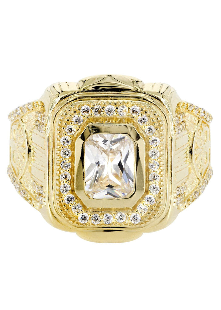 Rock Crystal & Cz 10K Yellow Gold Mens Ring. | 7.9 Grams MEN'S RINGS FROST NYC 