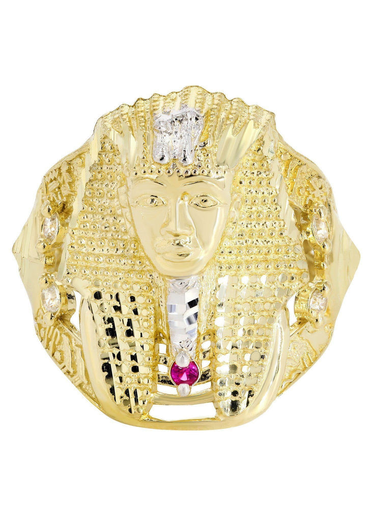 Pharoh & Ruby 10K Yellow Gold Mens Ring. | 5.9 Grams MEN'S RINGS FROST NYC 