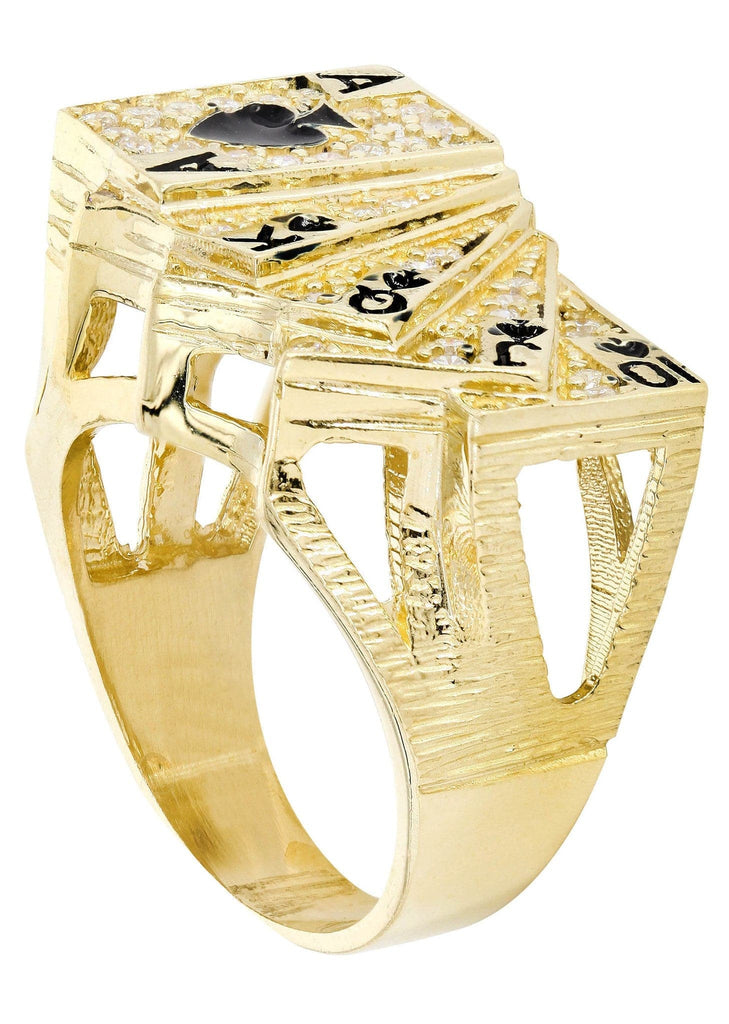 Cards & Cz 10K Yellow Gold Mens Ring. | 12.9 Grams MEN'S RINGS FROST NYC 