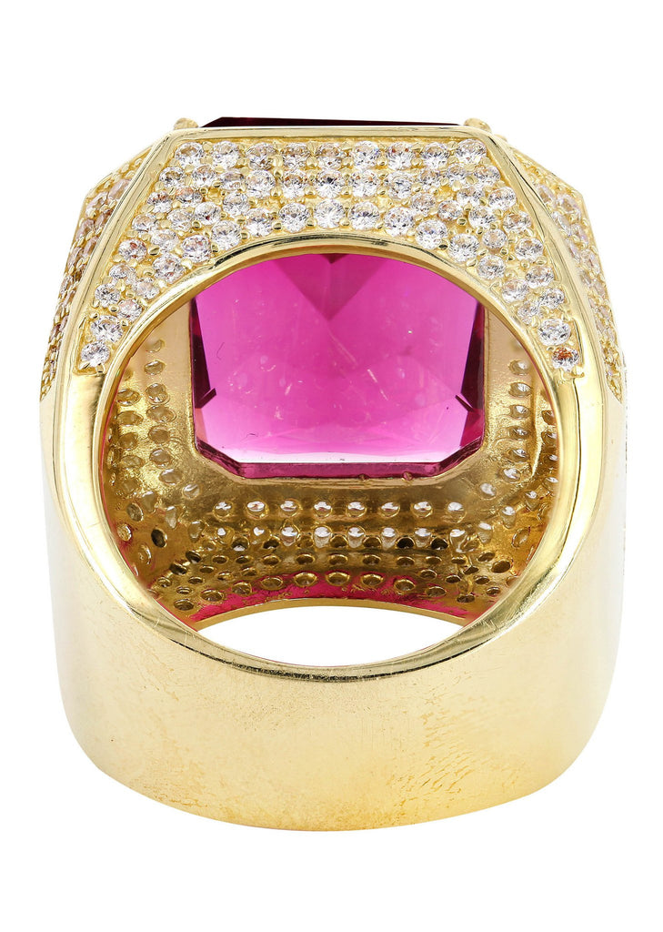 Ruby & Cz 10K Yellow Gold Mens Ring. | 26.7 Grams MEN'S RINGS FROST NYC 