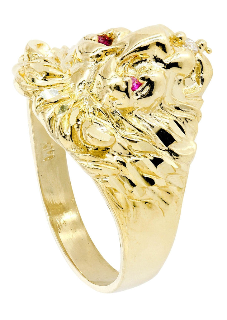 Lion & Ruby 10K Yellow Gold Mens Ring. | 5.8 Grams MEN'S RINGS FROST NYC 